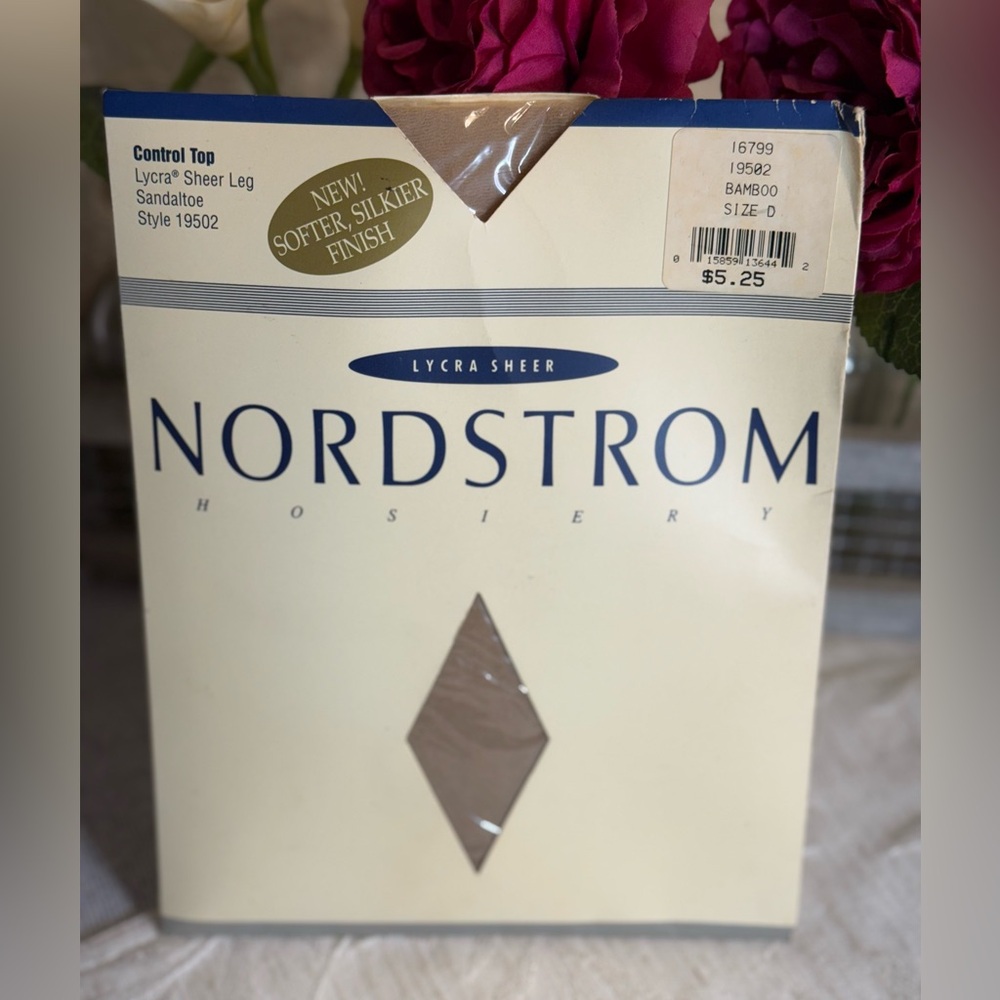 Vtg Nordstrom Control Top Lycra Sheer Leg Hosiery Style 19502 Bamboo Size C